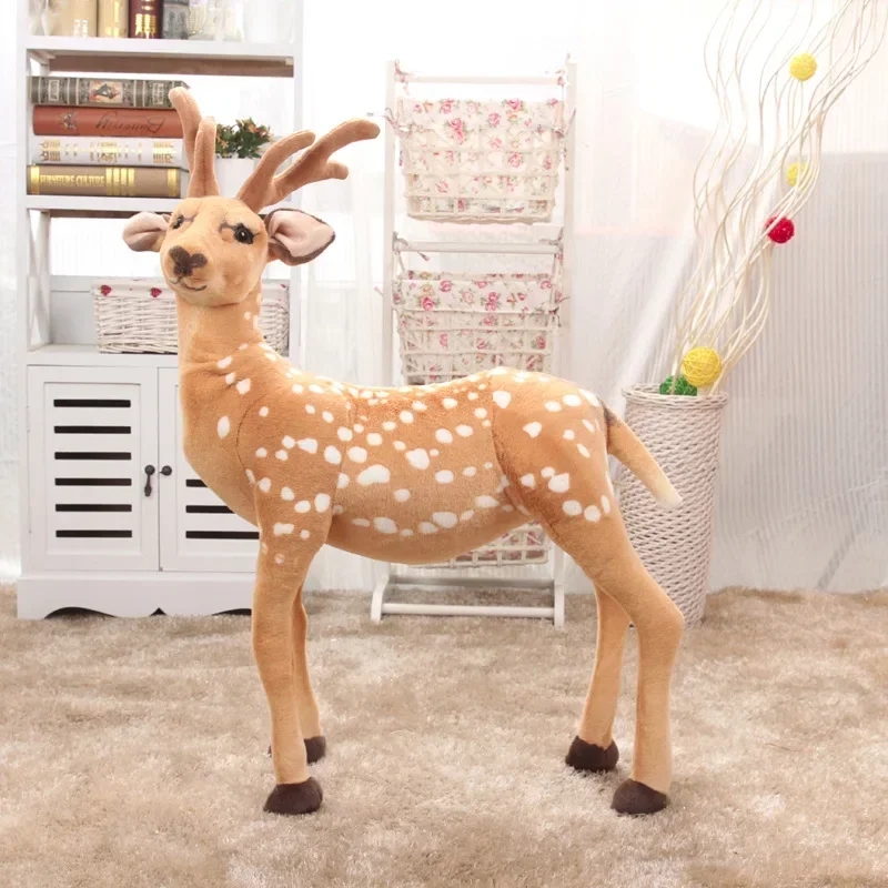 

100cm Standing elk giraffe Sika deer with angle Simulated Animals model Kids mount Christmas decoration Plush Children toys gift