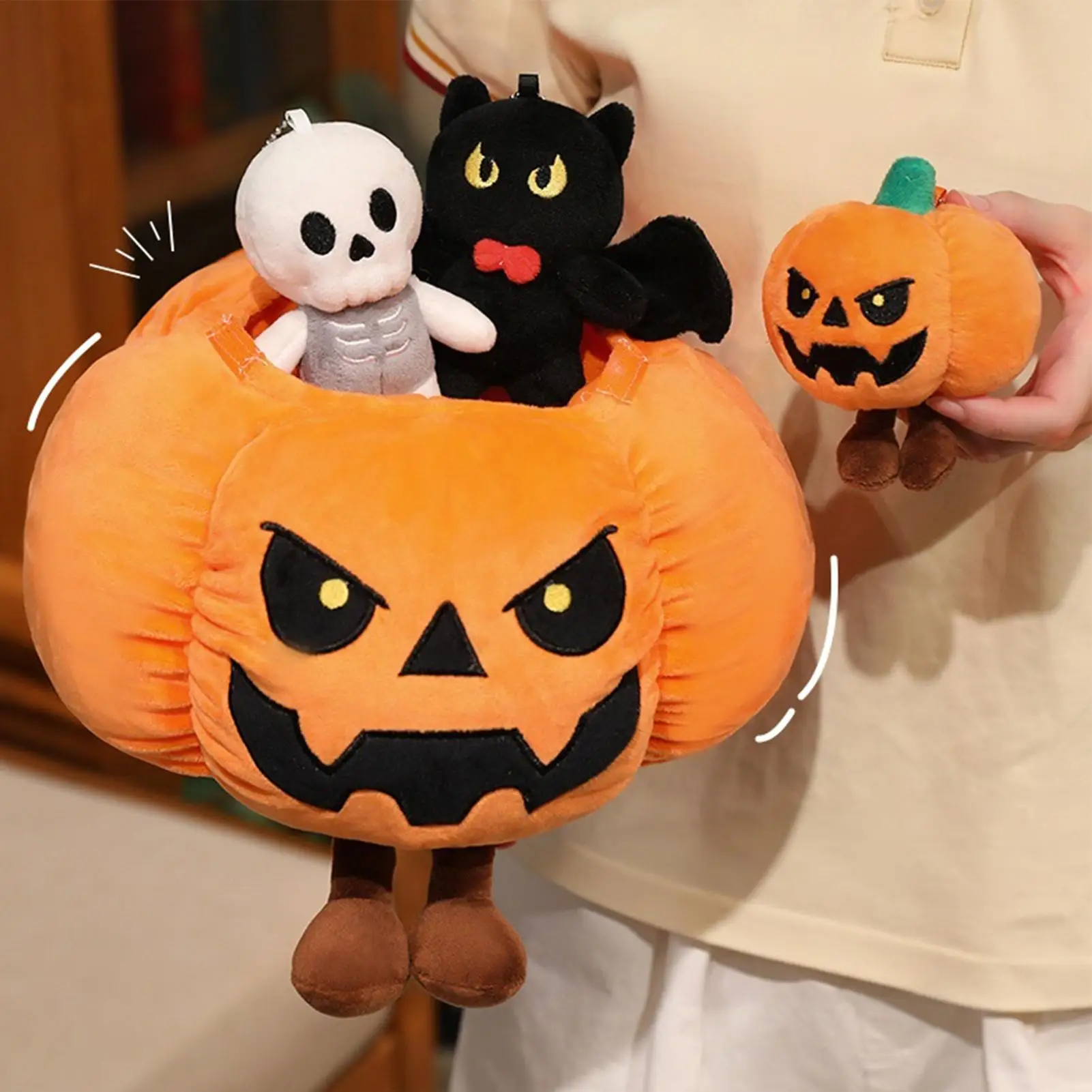 Halloween Plush Toys Pumpkin Doll Heavy Toys Cartoon Stuffed Plushie Holiday Gift Children's Doll Halloween Gifts Home Decor