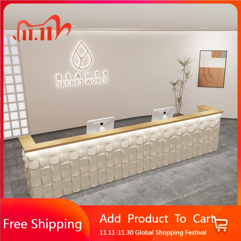 

Modern Shelves Reception Desks Company Best Aesthetic Minimalist Desks Industrial Hotel Display Mostrador Commercial Furniture