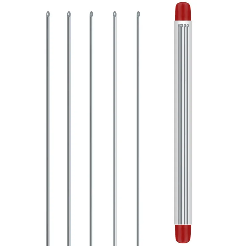 For Fishing Trips Red Baiting Needle Fishing Tool Stainless Bait Tool Hollow Design Worm Threading Easy Baiting