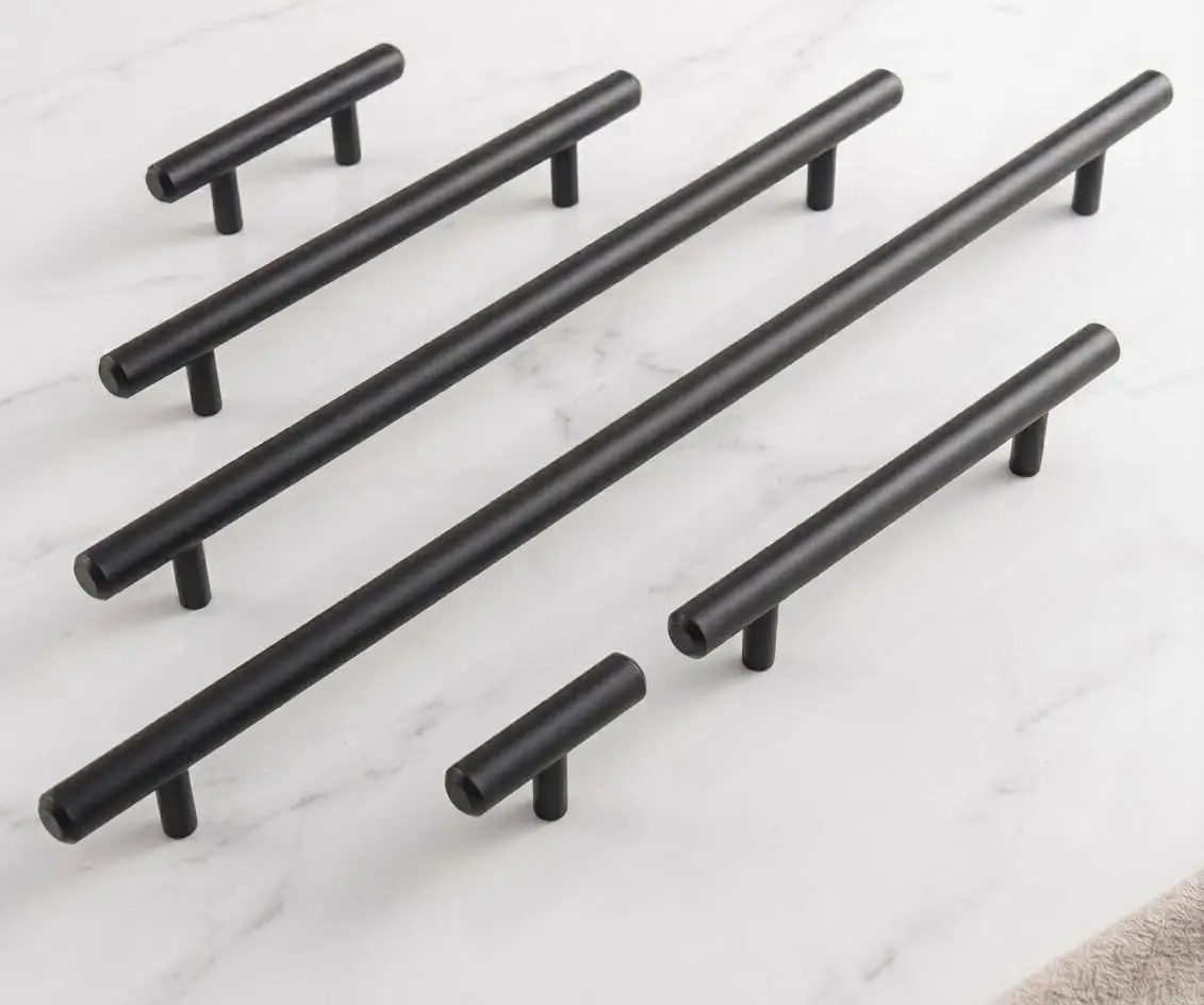 Solid Brass Round Rod T-shaped Cabinet Handle Extended Long Wardrobe Drawer Refrigerator Kitchen door Pull Furniture
