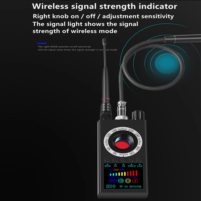K19 ترقية إشارة RF كاميرا خفية كاشف مكافحة التجسس صريح الثقب مايكرو كام مسح المغناطيسي لتحديد المواقع محدد GSM سر علة مكتشف