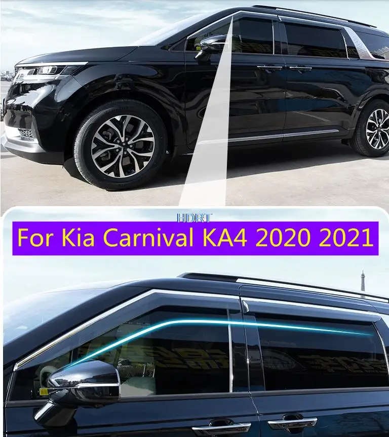 

Car Body Door Window Visor Rain Sun guard Awnings Shield Trims Decoration Cover PC Accessories For Kia Carnival KA4 2020 2021