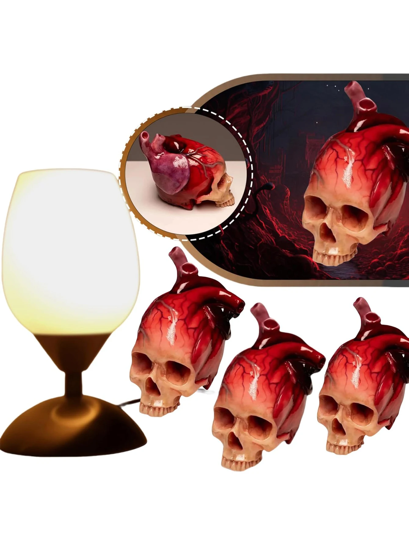 1 Halloween party decoration fairy tale skull, dreamy red resin skull decoration, cool Gothic skull decoration