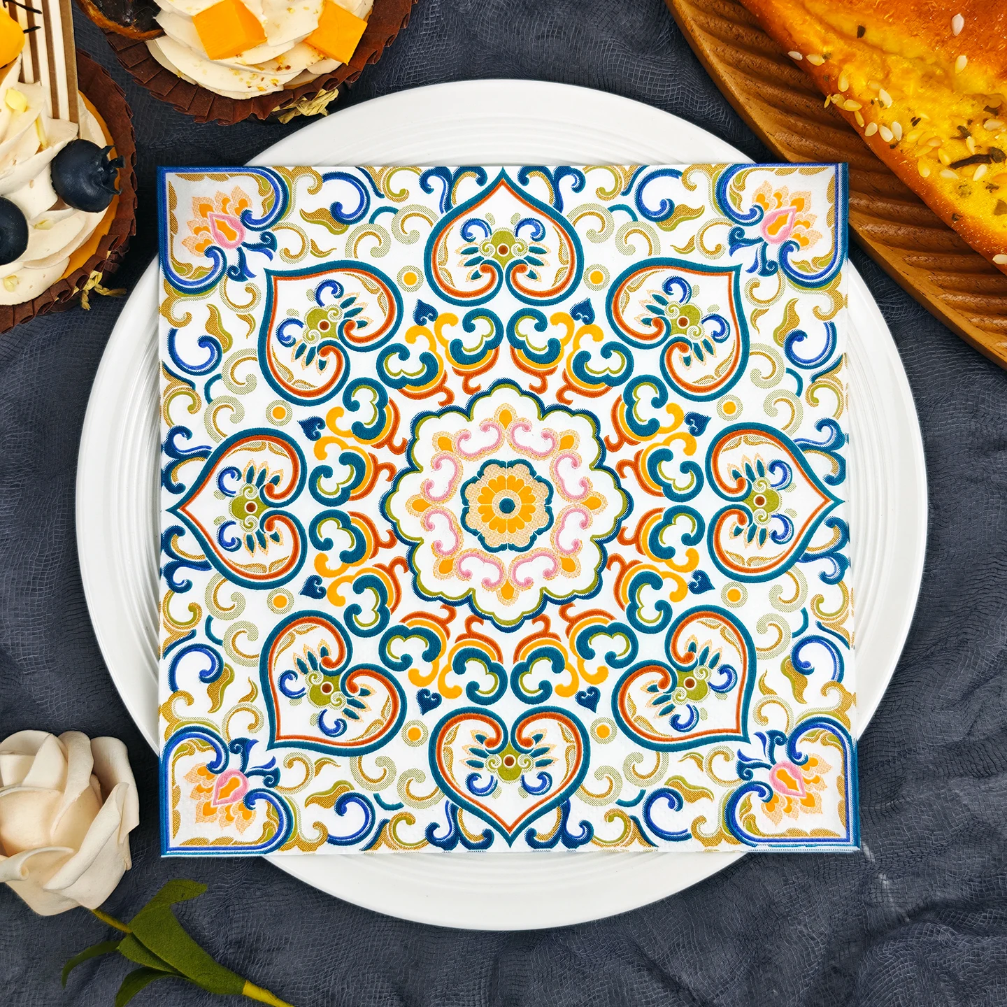 20/50pcs 33*33cm 2ply Bohemian Pattern Napkins Suitable for Ramadan,Dining,Baking,Festive Parties,Perfect for Winter,New Year