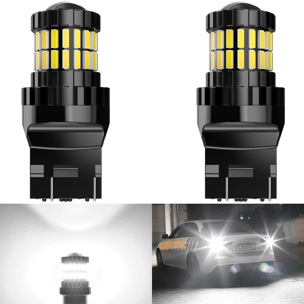 2Pcs T20 7443 LED Canbus W21/5W 7440 W21W LED Bulb Car Parking 6500K White Daytime Running Position Parking Lights DRL