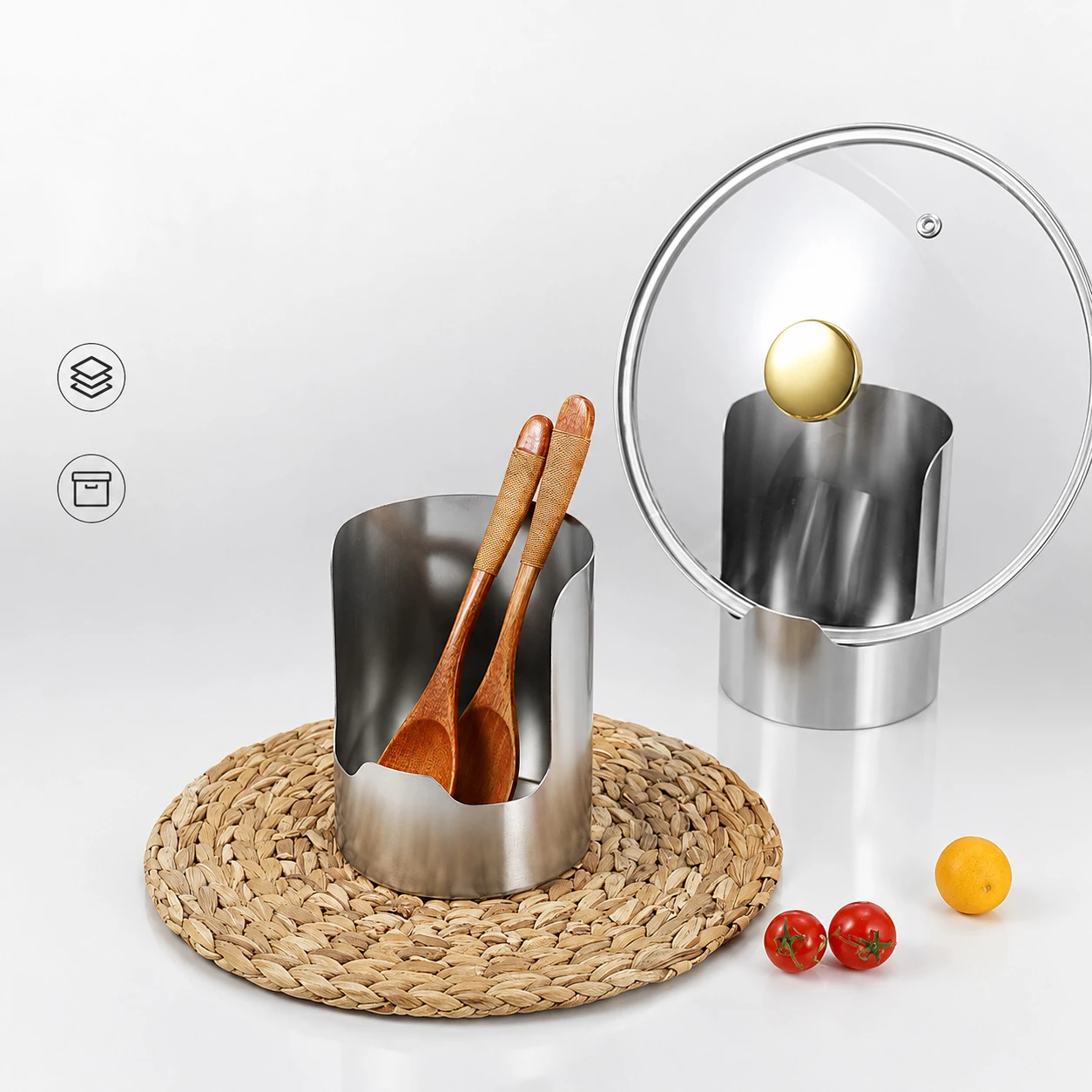 1pc New Stainless Steel Spoon Holder Colander Chopsticks Tray Kitchen Spoon Tray Buffet Spatula Tray Rack
