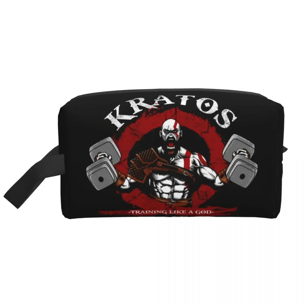 Custom Kratos Gym Toiletry Bag for Women God Of War Viking Myth Makeup Cosmetic Organizer Ladies Beauty Storage Dopp Kit Box