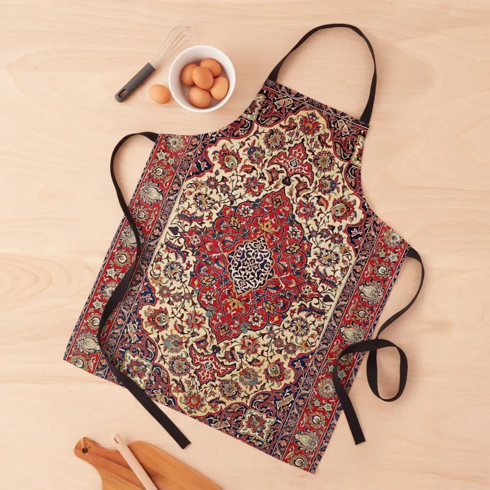 Esfahan Central Persian Rug Print Apron men manicurist Women's Dresses Apron