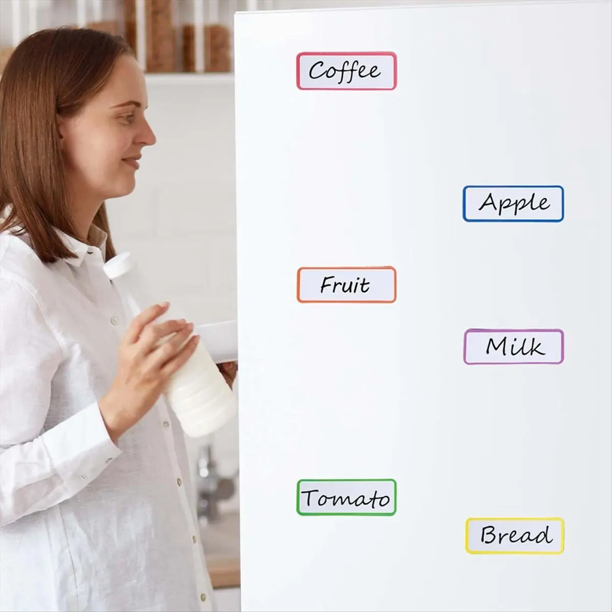 Latest ABBQ-54 Pcs Magnetic Dry Erase Labels Reusable Strips Classroom Name Tags Writable Blank Magnet Cards Erasable Fridge Mem