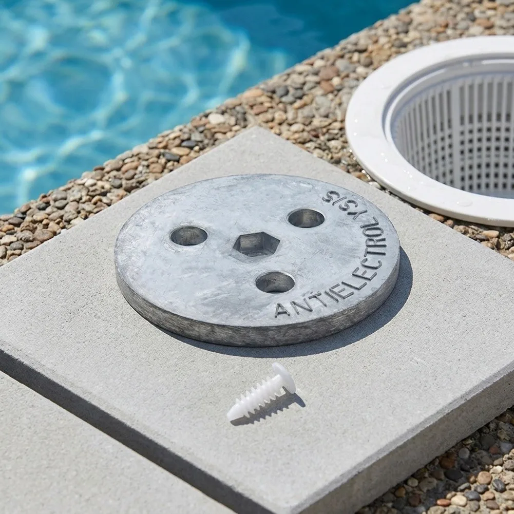 Electrolysis Fixing Skimmer Basket Pool Efficiency Gray Skimmer Basket Zinc Anode Plate Long Lasting Performance