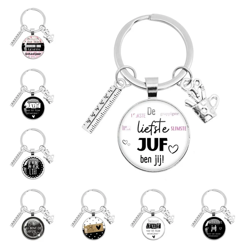 Voor de liefste JUF Teacher’s Day Keychain Thank My Teacher Keychain Ruler And Pen Holder Accessory Gift For Teacher