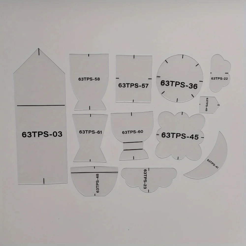 63pcs Acrylic Sewing Ruler Cutting Cloth Quilting Tools Patchwork Ruler Special-shaped Sewing Template Tailor Drawing Supplies