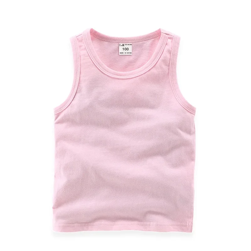 2024 Candy Color Girls Sleeveless Vest Sports Undershirts Kids Singlet Cotton Underwear Summer Children Boy Tops Beach Clothing