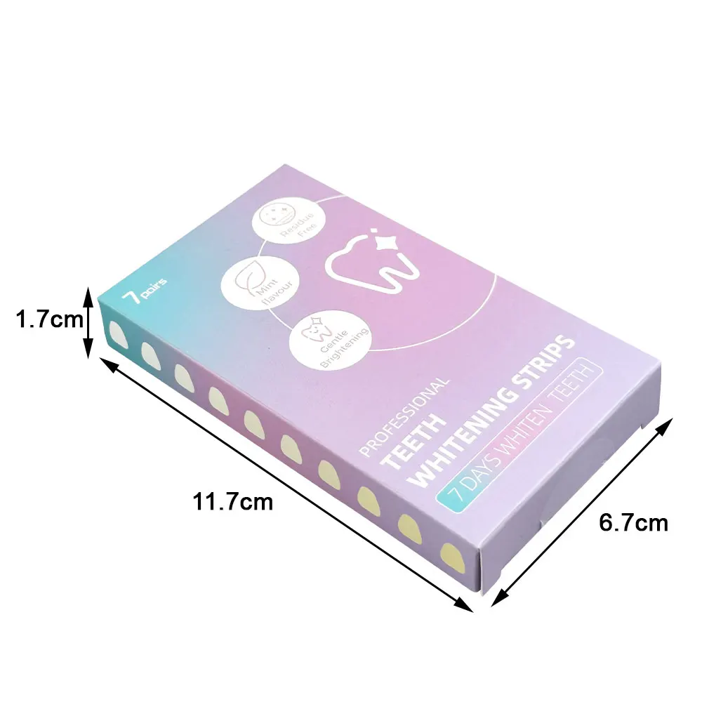 7 par/caja tiras blanqueadoras de dientes juego de blanqueamiento Dental profesional sabor a fruta de menta tiras iluminadoras de dientes 7 Kit de tratamiento