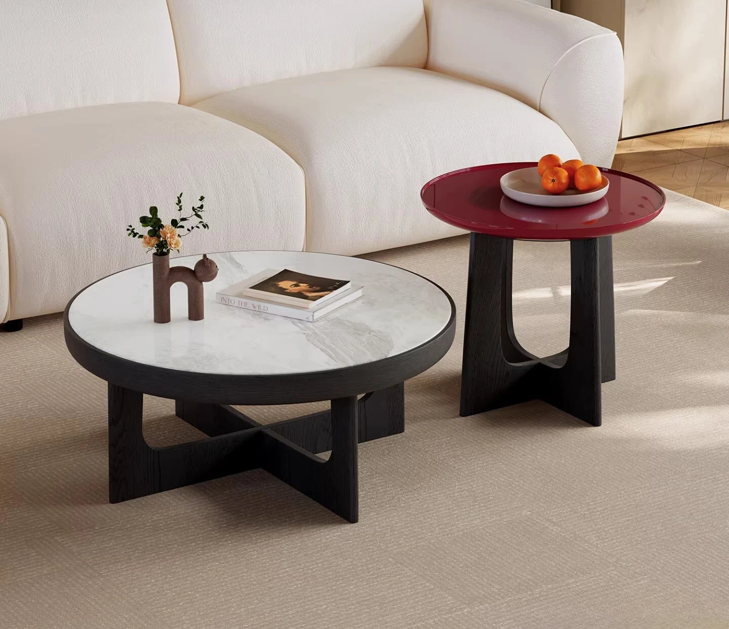 

minimalist marble coffee table combination round high-light paint designer living room household small apartment light luxury