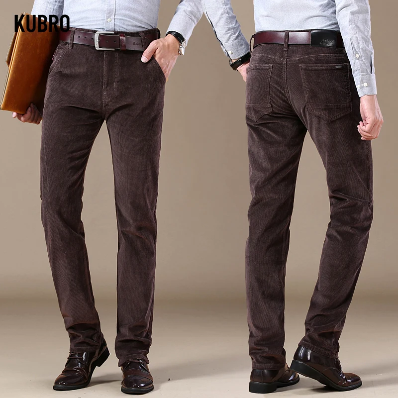 5 Color Men\'s Thick Corduroy Casual Pants 2023 Winter New Style Business Fashion Stretch Regular Fit Trousers Male Brand Clothes
