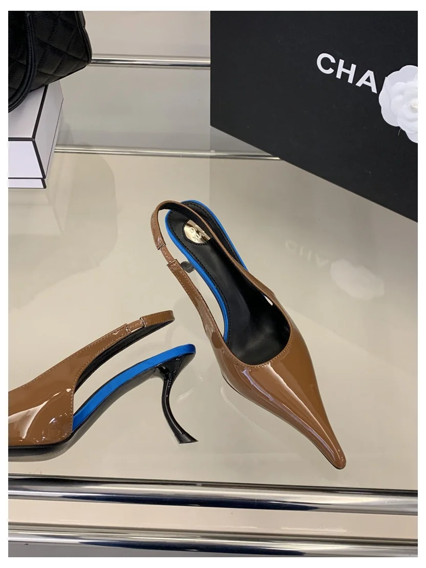 2026 SPring New Brand Pointed Toe Slingback Sandal Thin Heel Pumps Shallow Slip On Ladies Elegant Sandal Fashion Pumps For Party