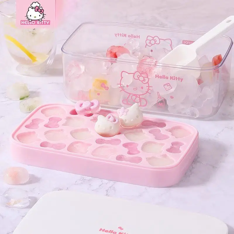 Hello Kitty Silicone Ice Tray, Push-Button Ice Maker, suitable for making ice for home beverages, dessert cubes, and everyday co