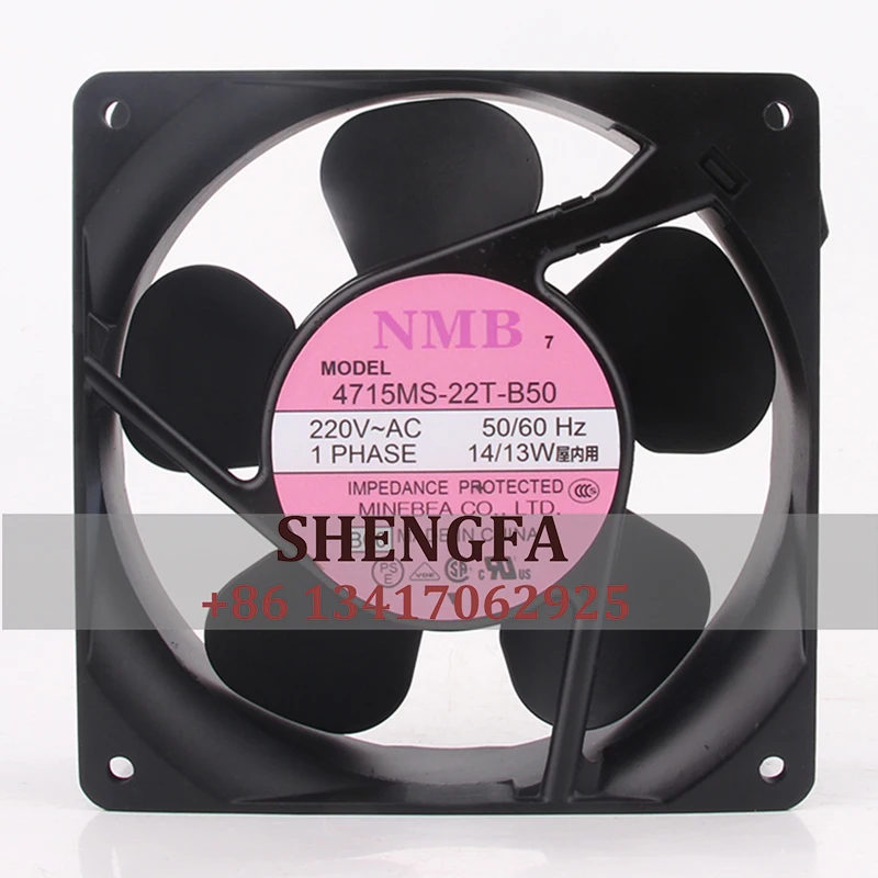 

NMB 4715MS-22T-B50 Case Fan Dual Ball Bearing AC220V 14/13w 120X120X38MM 12038 Aluminum Frame Heat Dissipation Cooling Fan