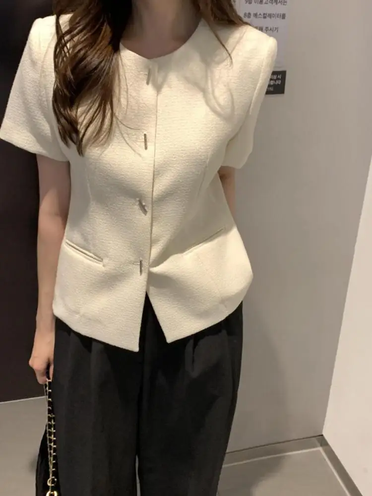

Summer Short Sleeve Jacket Cardigan Women's Fashionable Thin Round Neck Cardigan Coat Korean Style