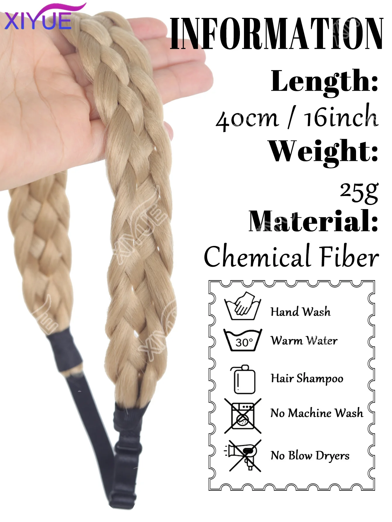 XIYUE Synthetic Headband Bangs Extensions Hair Blunt Fringe Wig Braid Headband For Women Natural Black Brown Blonde Bang