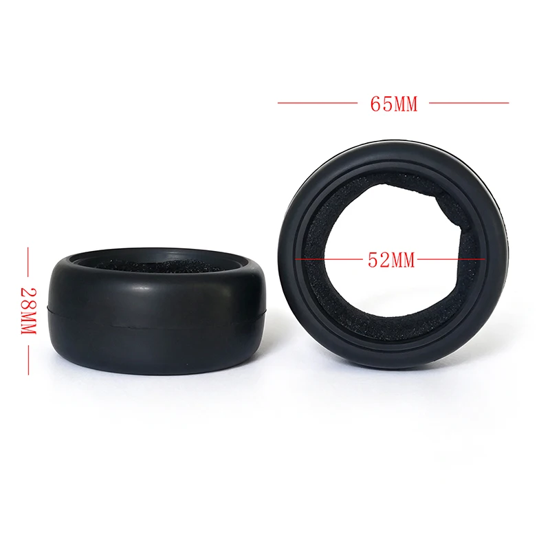 4pcs 65MM Rubber Tyre 1/10 Flat Racing Tire Hot Melt Tire For HSP Tamiya HPI Kyosho 94123 94122 TT02 FW06