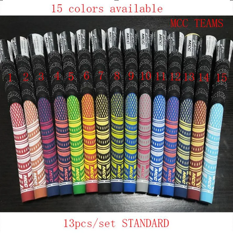 13pcs Golf Grip Mcc Rubber Golf Grips Cotton Yarn Golf Club Grips Iron and Wood Standard/Midsize Grip Universal