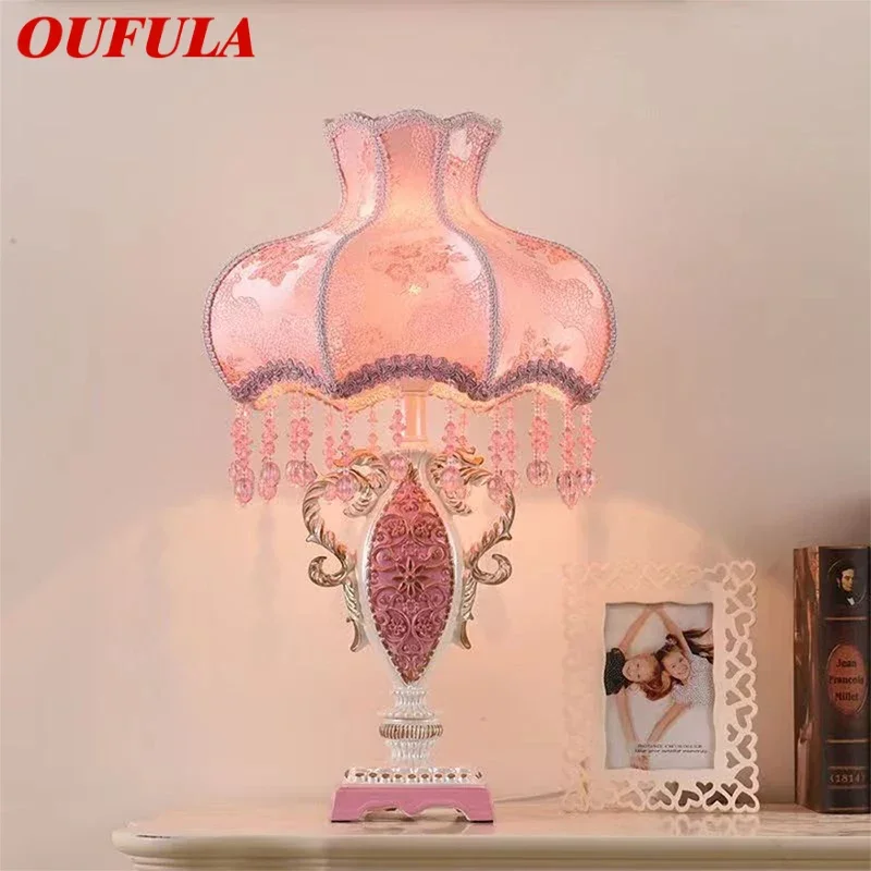 OUFULA European Table Lamp Luxurious Living Room Bedroom Girl\'s room Study Villa LED Creativity Bedside Desk Light