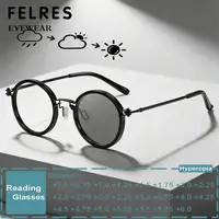 Gafas de lectura fotocromáticas redondas de Metal para hombre, gafas para presbicia Vintage que cambian de Color para exteriores, lectores graduados transparentes