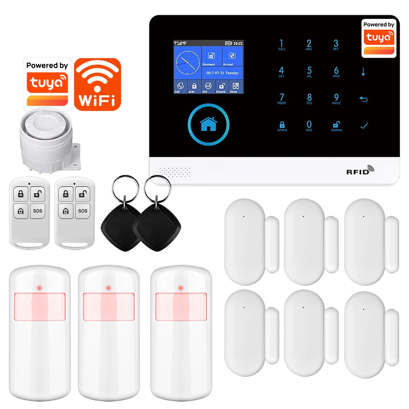 نظام إنذار WiFi لأمن المنزل ضد السرقة Tuya Smart House App Control 433MHz GSM لاسلكي مع مستشعر حركة