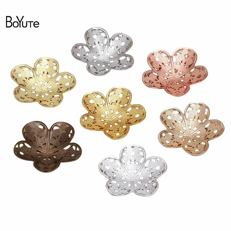 

BoYuTe (50 Pieces/Lot) 25MM Metal Brass Filigree Flower Findings DIY Jewelry Accessories Wholesale