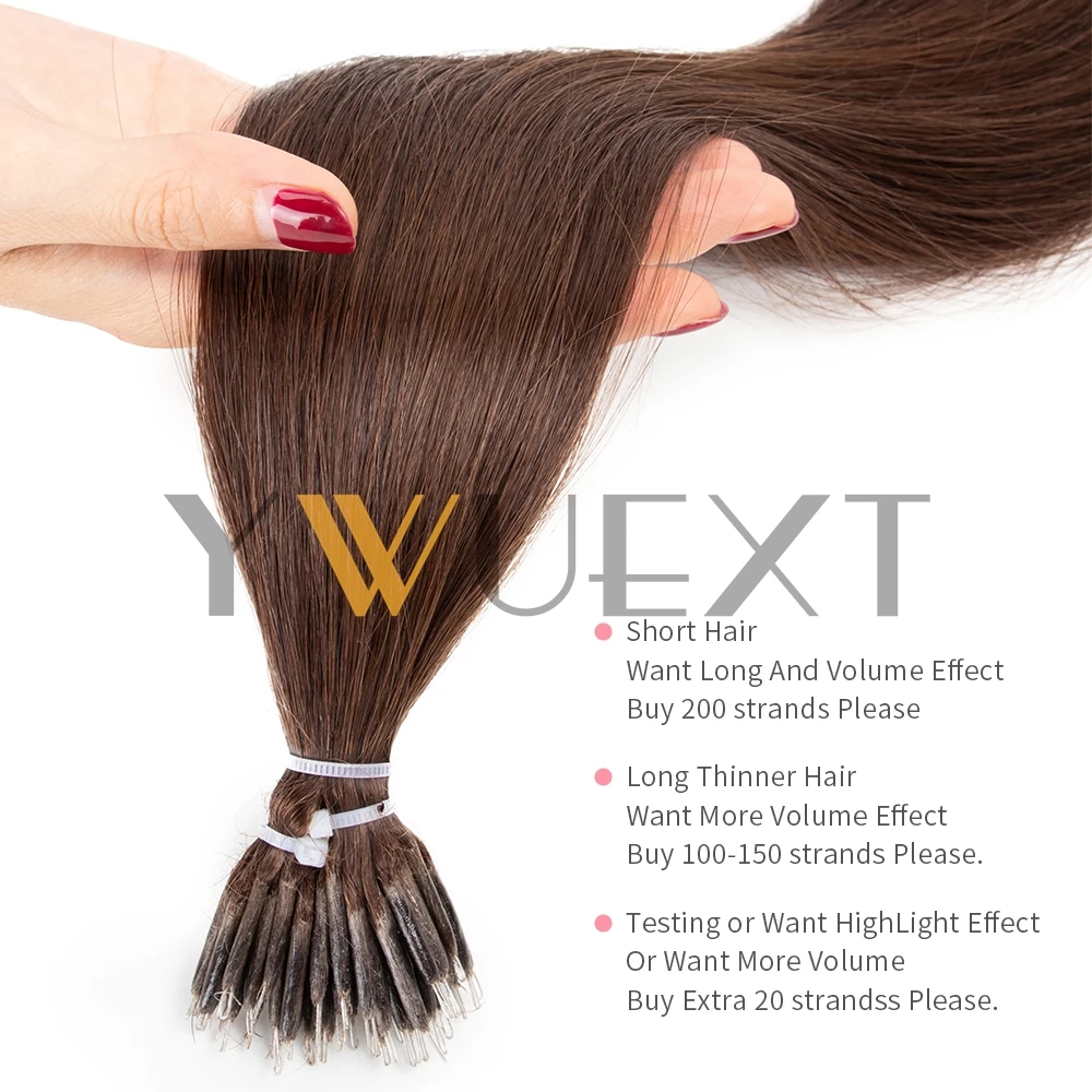 Nano Ring Human Hair Extensions 12" 16" 20" 24" Micro Beads Link Hair Extension Straight 7 Colors 100% Human Hair 50pcs