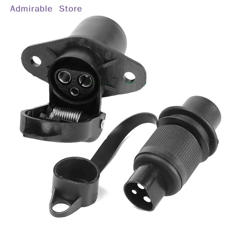 w3 Pin Trailer Socket Connectors Round 3 Pole Plug-in Trailer Tractor Plug For Electrical Caravan Truck 12V