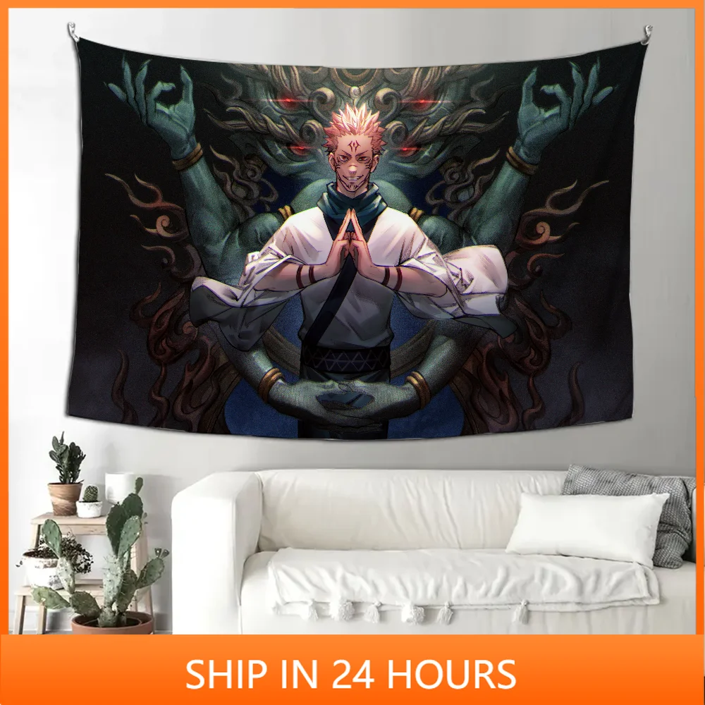 J-Jujutsu K-Kaisen Sukuna Satoru Tapestry Decoration party Background Hanging Cloth Bedroom Tapestry Room Decor Aesthetic