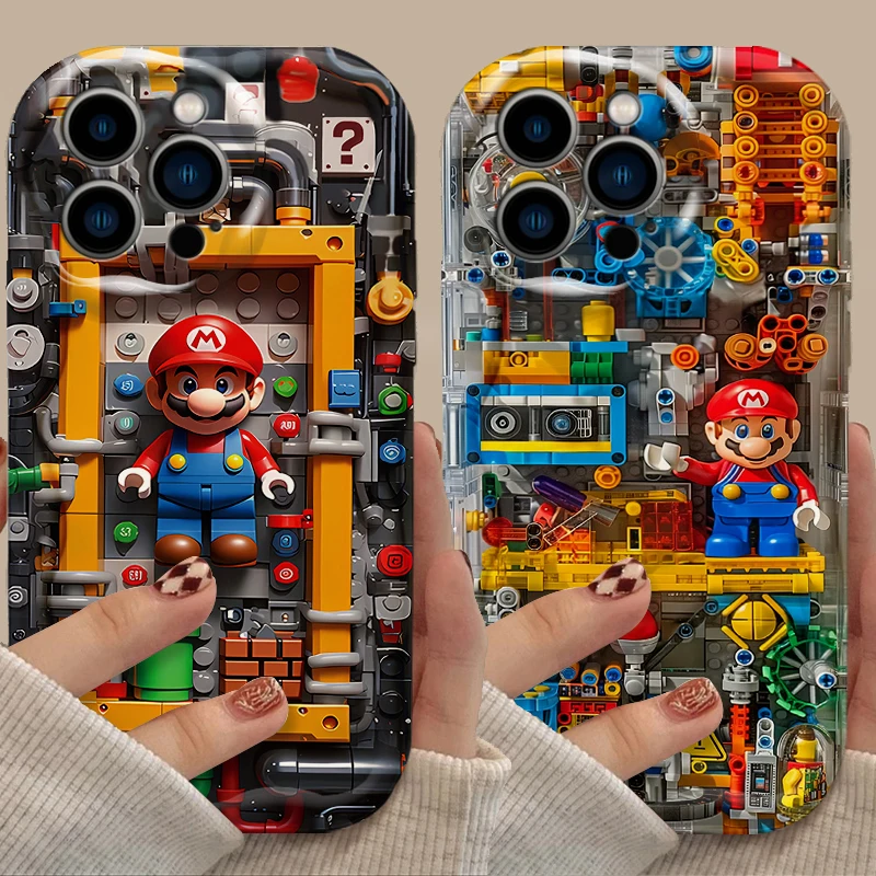 Super M-Marios Bros Phone Case For iPhone 16 15 14 13 12 11 Pro Max X XR XS 8 7 Plus SE 2020 Shockproof Clear Silicone Art Cover