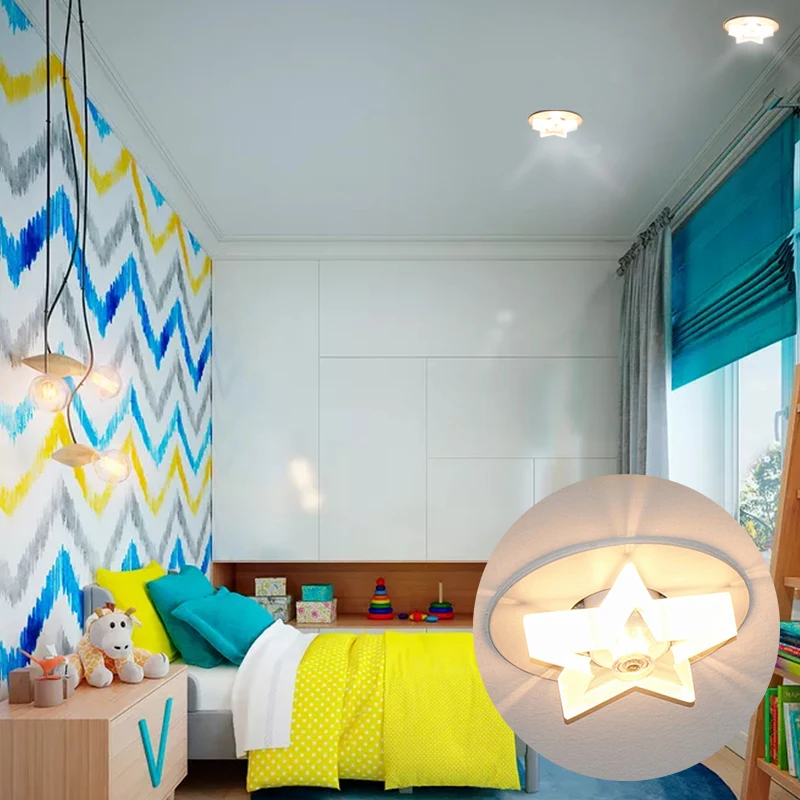Small star pentagram crystal corridor light bulb wall lamp bedroom study starry sky children's room sky flower lamp