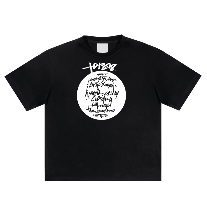 Unisex Neck Short Sleeve T Shirt Urban Graffiti Handwritten Tag Graphic Print Loose Streetwear Tee Y2K Casual Daily Pullover Top