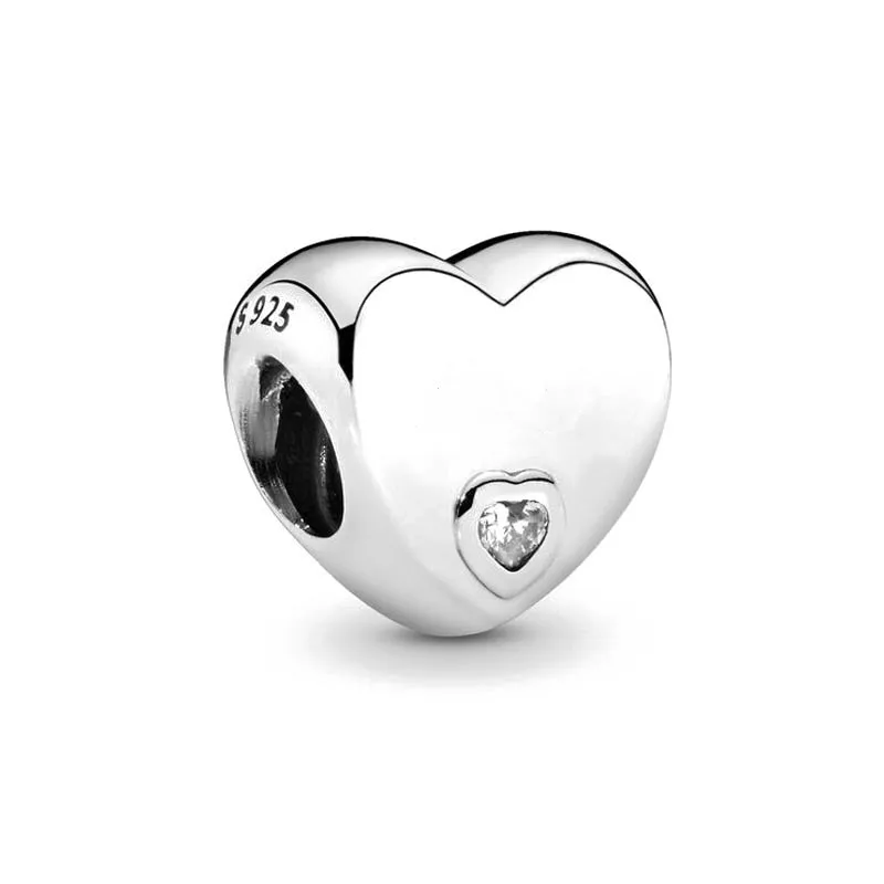 2024 nuovo cuore in argento Sterling 925 placcato superficie liscia non avere ciondoli di scrittura adatti ai gioielli originali del braccialetto di