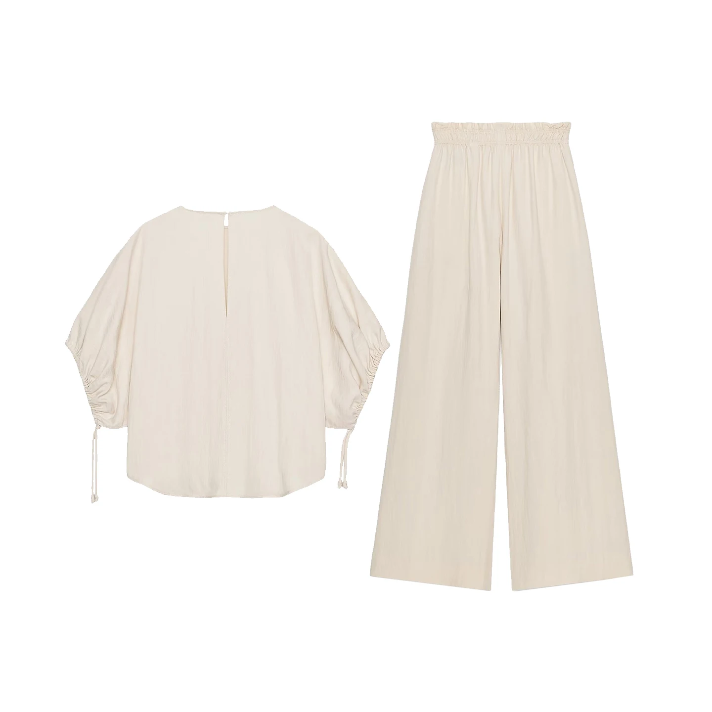 Z Damen Faion irt Loose Spwear Sle Pants Zweiteiliges Set Atmungsaktive Polyesterfaser ort Sve rund Ne
