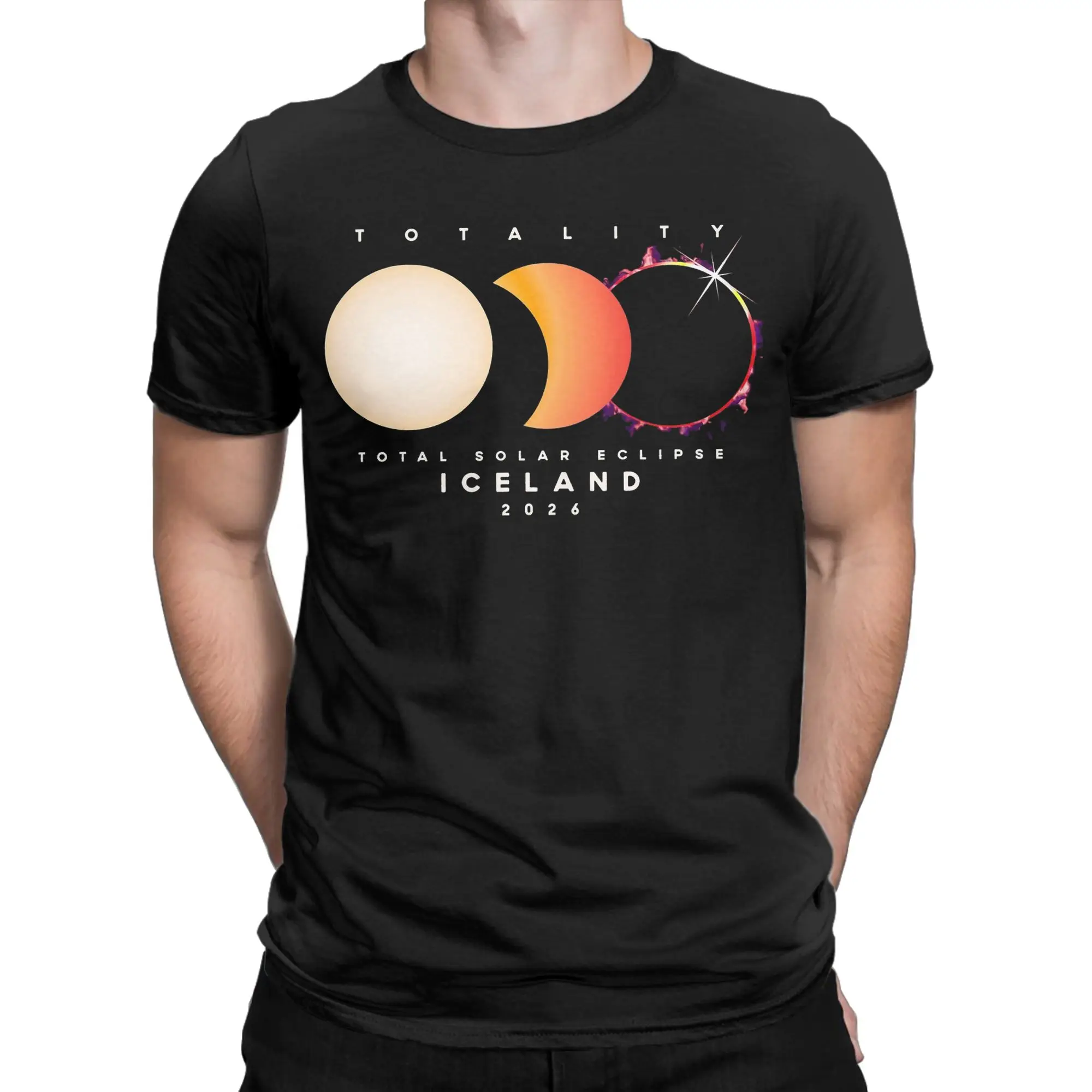 Solar Eclipse 2026 Iceland Totality T Shirts Men Women 100% Cotton Leisure T-Shirt Round Neck  Tee Shirt Short Sleeve Tops