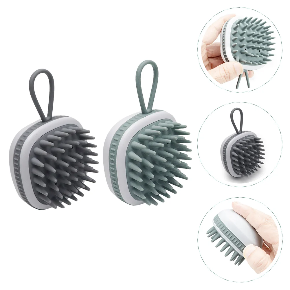 

2 Pcs Silicone Shampoo Comb Cleaning Brush Massage Shower Scalp Wedding Massager Hair Massagers Plastic Hairbrushes Baby