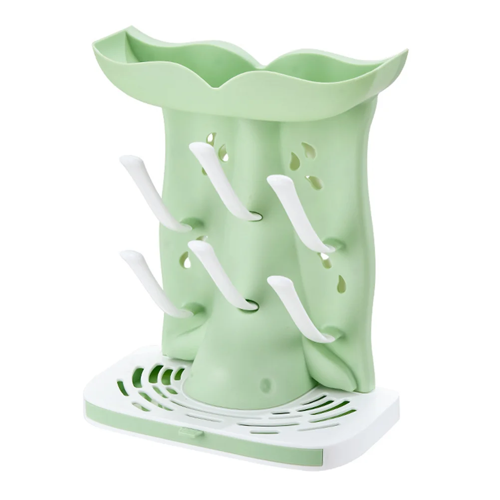 Baby Bottles Water Drainer Drying Rack Storage Organizer for Countertop Dryer Light Green