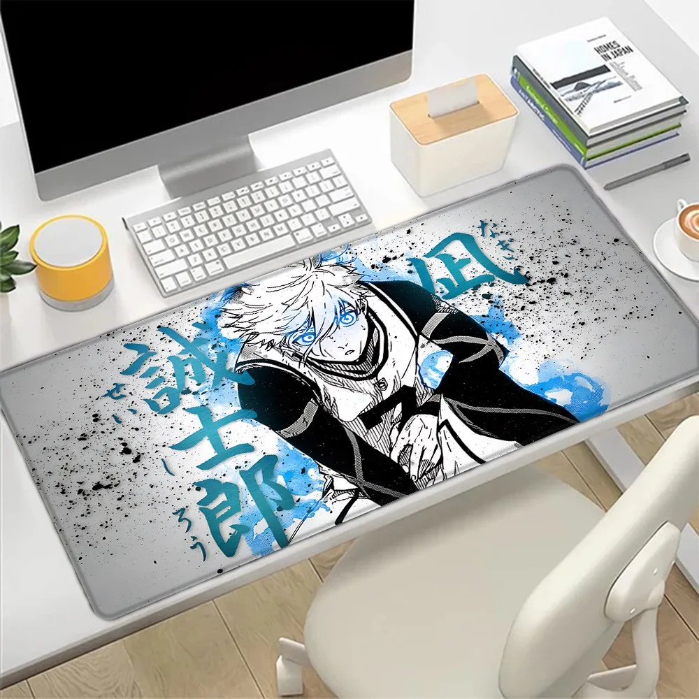 B-Blue Locks  Anime Pattern Game Mousepad Large Pads Rubber Mouse Mat MousePad Desk Gaming Mousepad Cup Mat
