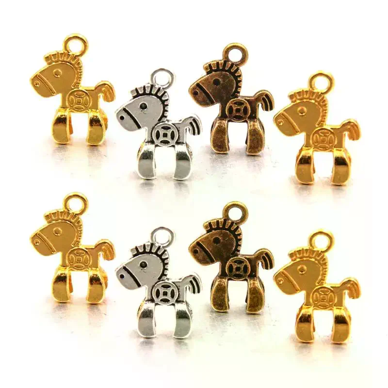 

20 Count Three-Colored 11X15mm New Arrival Double-Sided Alloy Pony Charm for Jewelry Crafts, Small Animal Design Pendant