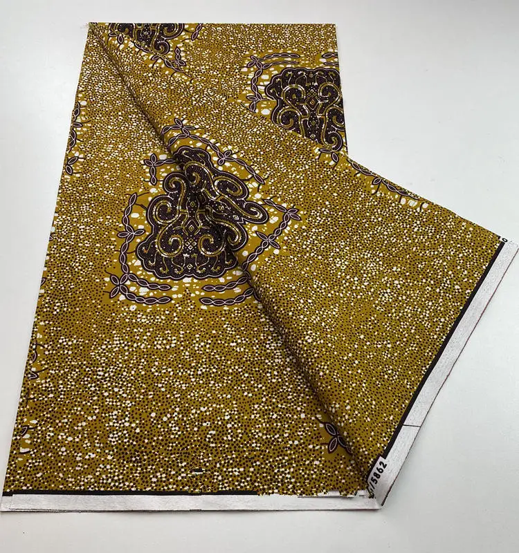 فستان أفريقي من قماش الشمع الحقيقي من Hollandais Pagne 100% 2025 أحدث حقيقي أصلي فائق W قطن مضمون 6 ياردات #6