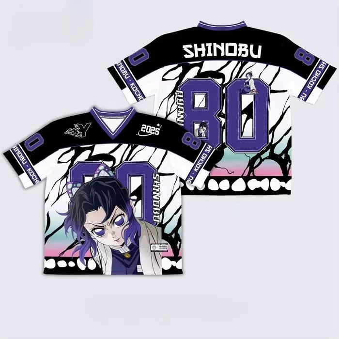 Demon Slayer Kocho Shinobu Anime-Serie Nummer 80 Jersey Oversize Kpop Baseball Hockey Outfit T-Shirt Täglich Unisex Tops T-Shirts