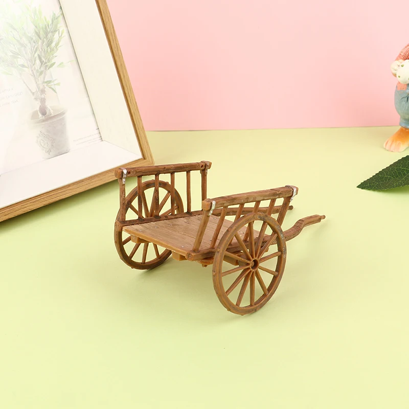 

1PC Hot Sale Miniature Simulation Cart Models Barrows Pulling Cart Dollhouse Garden Furniture Micro Landscape Kids Pretend Toys