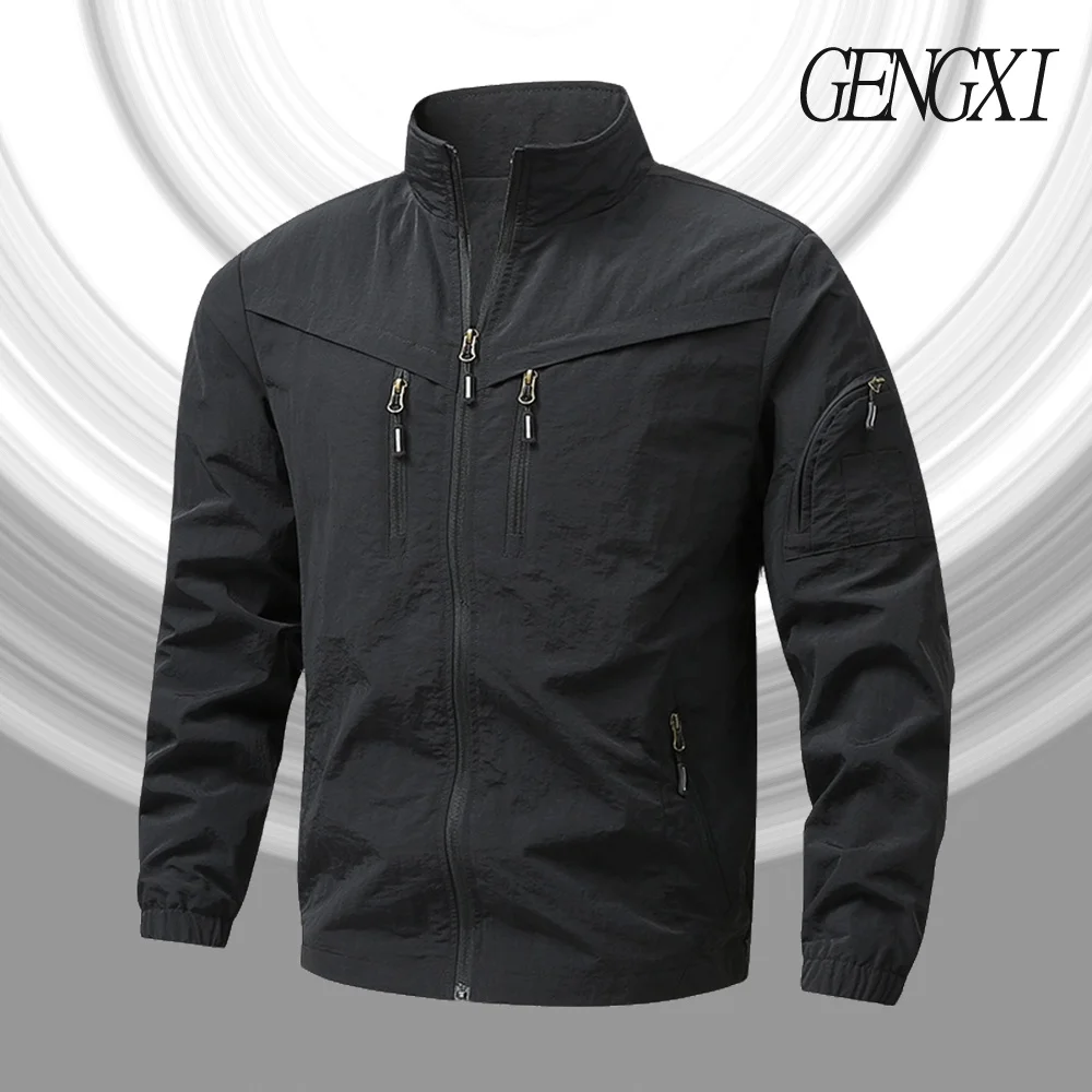

Spring/Autumn New Arrival Multi-Pocket Stand Collar Workwear Jacket Outdoor Sports Oversized Windproof Waterproof Shell Jacket