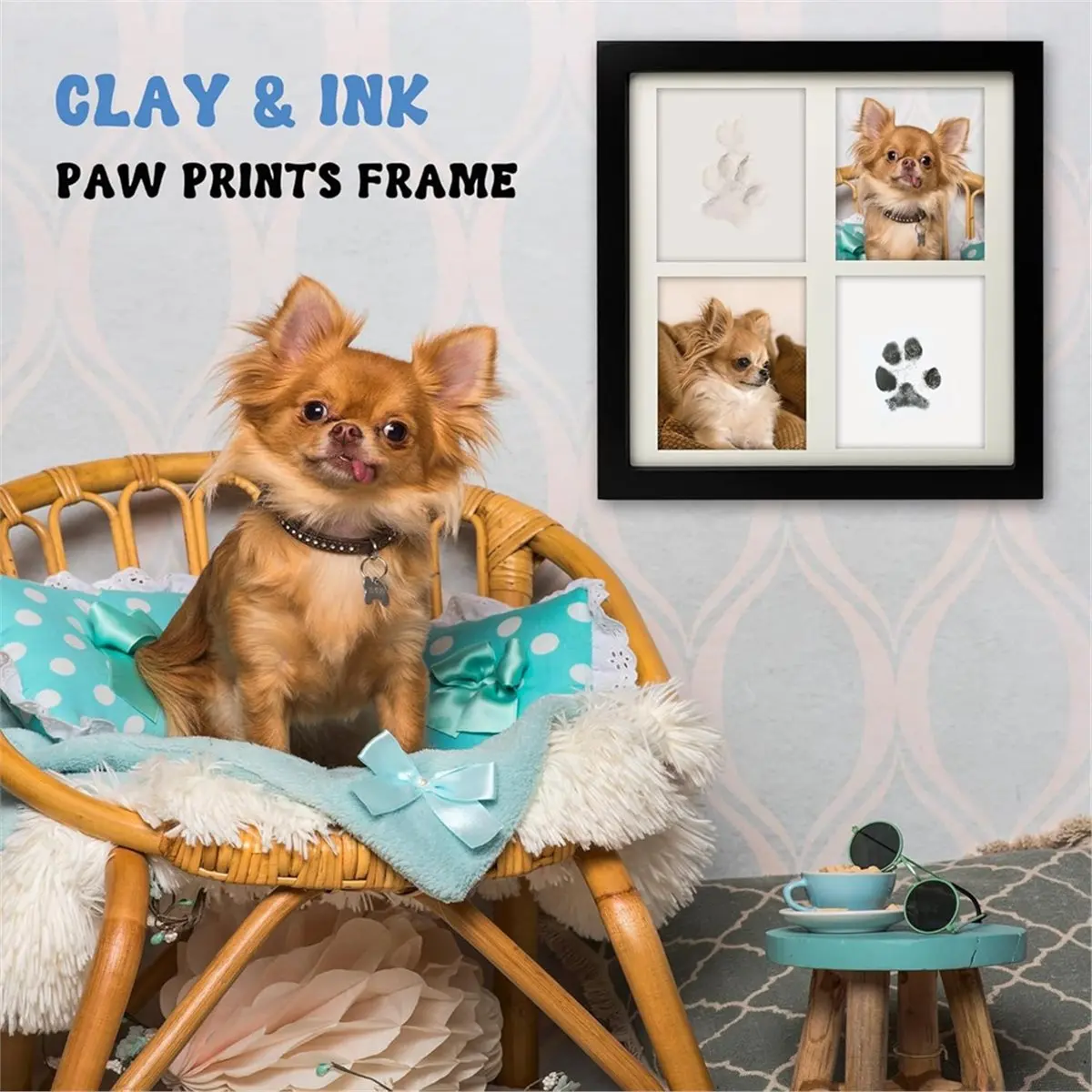 A24I Ink & Clay Print Kit for Dog Cat,Clean-Touch Ink Pad & Soft Clay,Pet Print Impression Kit Large Area